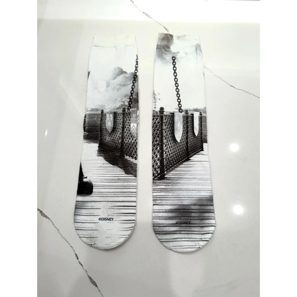 FREE w/ PURCHASE Disney Mickey Minnie Mouse Black White Photo Crew Socks Retro
